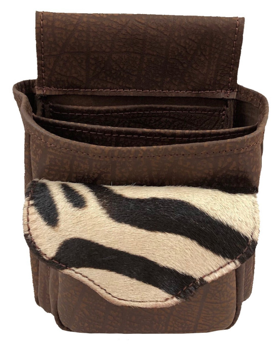 (image for) Burchell Zebra & Black Cape Buffalo Shotgun Shell Belt Pouch Deluxe Bag